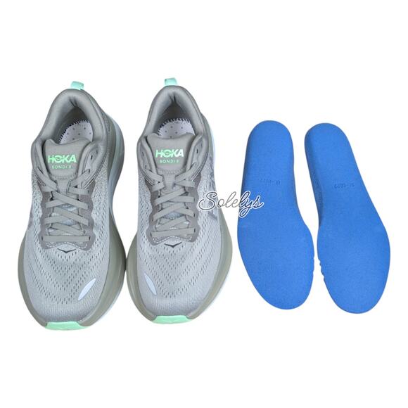 HOKA ONE Bondi 8 Womens 7.5 Olive Haze Mercury Green Run Walking Comfort Sneaker - Picture 9 of 12